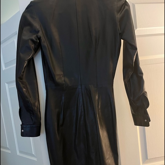 Ralph Laure  black leather snap dress silver hardware size 4 - Picture 2 of 6
